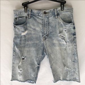Men’s AEO Acid Wash Distresses Denim Shorts